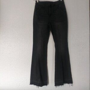 SO women's Juniors size 11/30W Washed black high rise seamed utility flare jeans